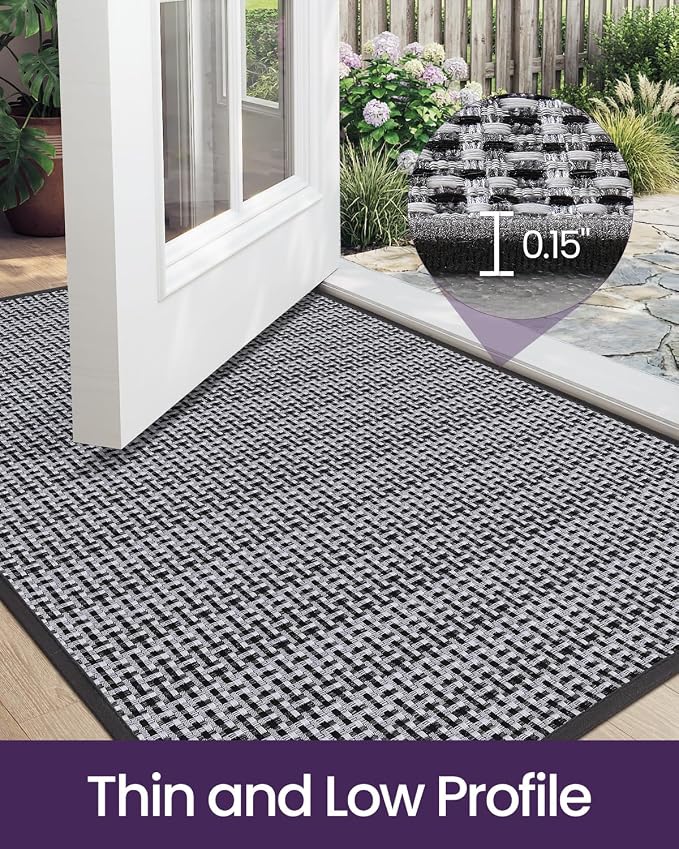 DEXI Ultra Thin Door Mat Indoor Entrance 32x48, Non Slip Rubber Backed Entryway - Image 4