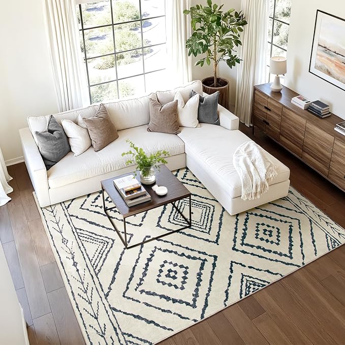 BESTSWEETIE Area Rug 9x12 Rug Machine Washable Non-Slip Low Pile Print Pattern - Image 8