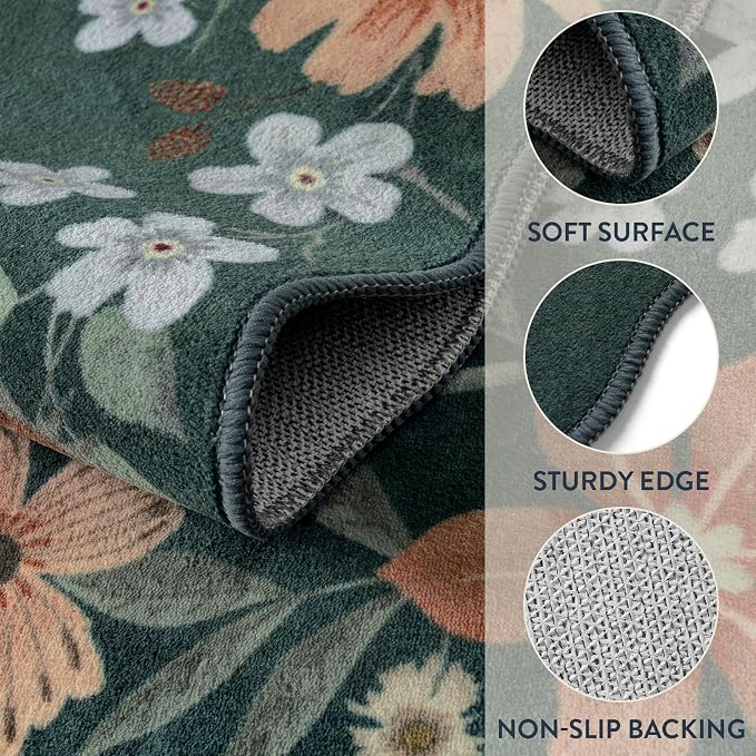 Lahome Floral Washable Runner Rug, Boho Ultra-Thin Kitchen Runners - Image 7