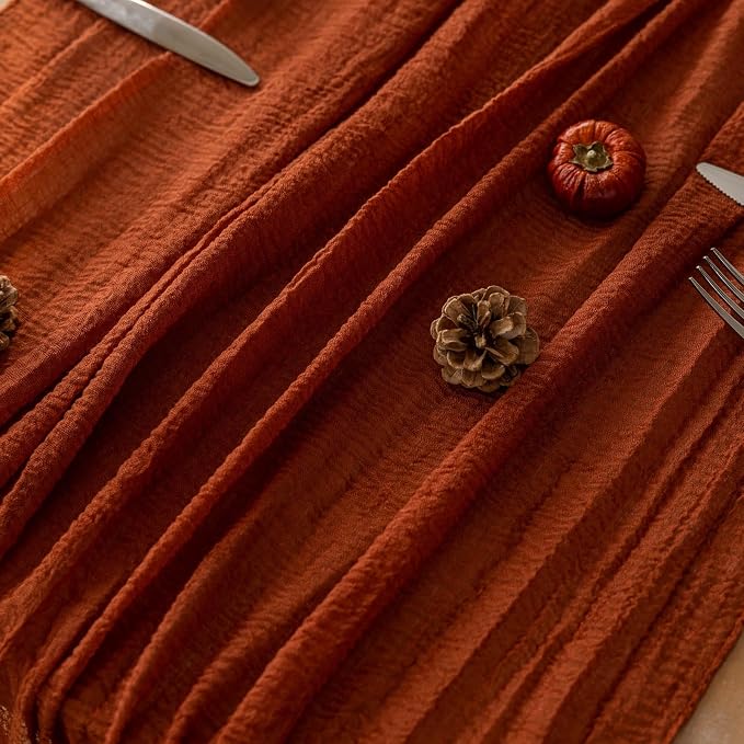 10Pcs Fall Terracotta Cheesecloth Table Runner 120 Inch Party Home Decor | - Image 2