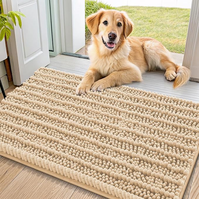 Smiry Dog Door Mat for Muddy Paws 36x24, Absorbent Dirt Trapper, Non-Slip by Smiry