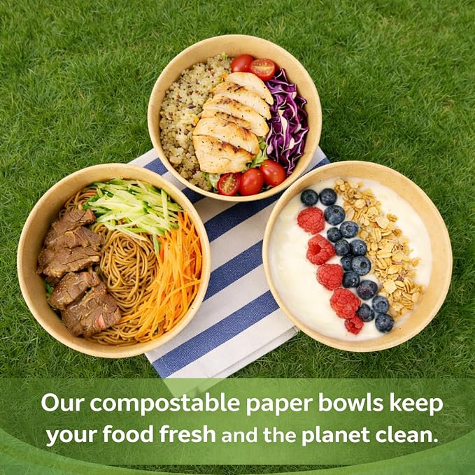TOPtoper 35 Oz Large Paper Bowls【WITHOUT LIDS】 70 Pack Disposable Soup Bowls - Image 3
