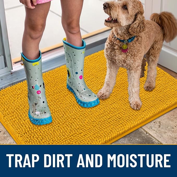 Smiry Dog Door Mat for Muddy Paws 30x17, Absorbent Dirt Trapper, Non-Slip - Image 3