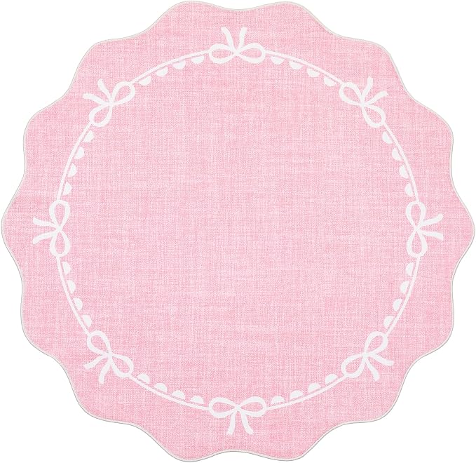 GarveeHome Scalloped Bow Rug for Living Room, 5ft Round Rugs Washable Solid - Image 4