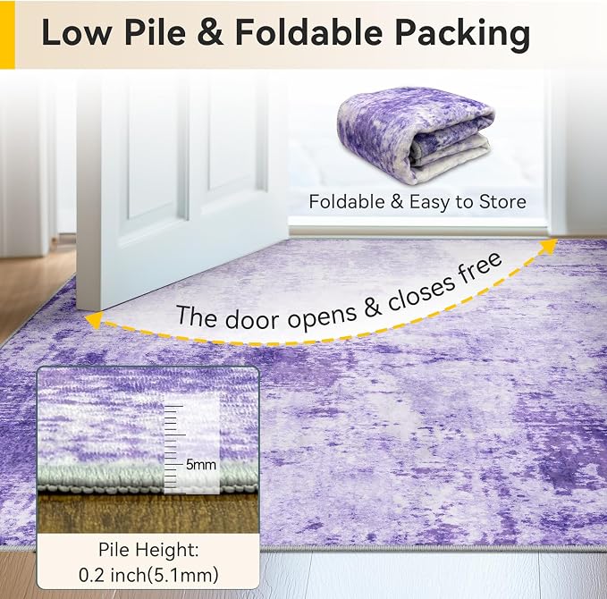 RELEANY Washable Area Rugs 4'x6' Non-Slip Modern Abstract Soft - Image 7