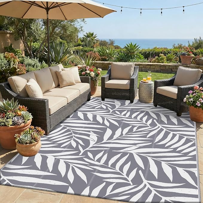 Smiry Outdoor Rug 5x8 ft, Waterproof Reversible Plastic Straw Rugs, Outdoor by Smiry