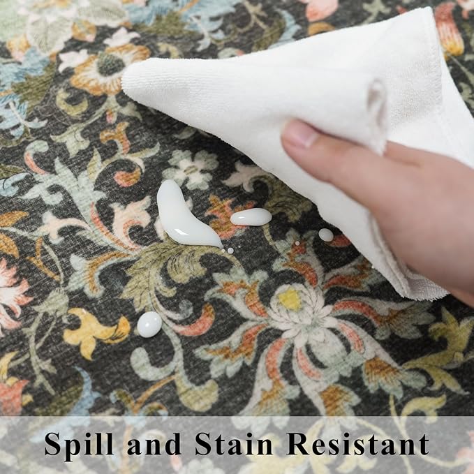 Washable 4x6 Bedroom Rug for Family: Non-Slip Floral Small Carpet for Living - Image 3