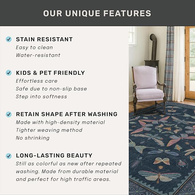 Washable 2x8 Insect Entryway Runner Rug - Image 6