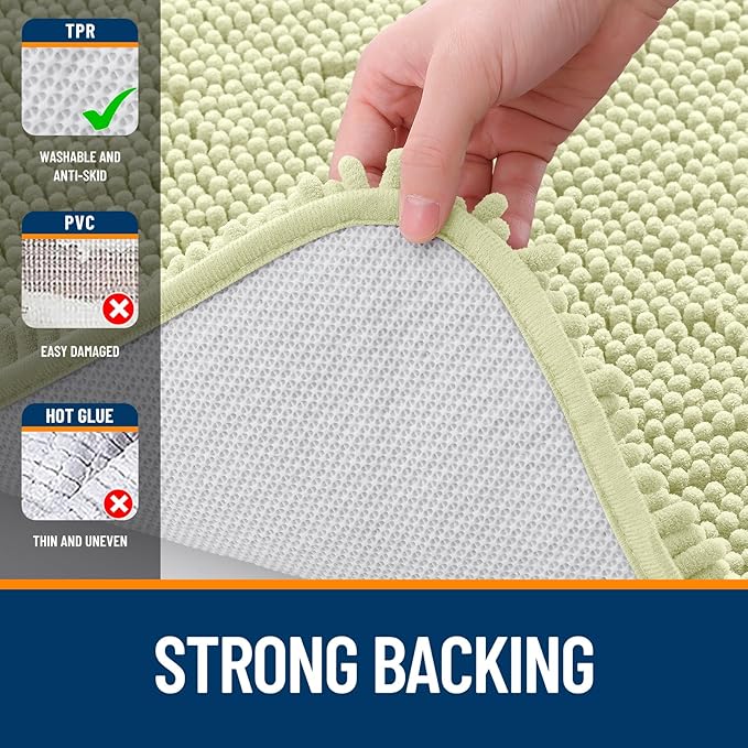 OLANLY Bathroom Runner Rugs 47x17, Soft Absorbent Chenille Bath Rugs, Rubber - Image 6