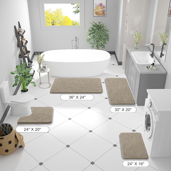 OLANLY Bathroom Rugs 36x24, Extra Soft Absorbent Chenille Bath Rugs, Rubber - Image 2