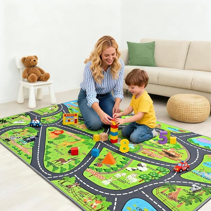 Zoo Adventure Kids Rug, Cute Animal Play Mat - Image 5