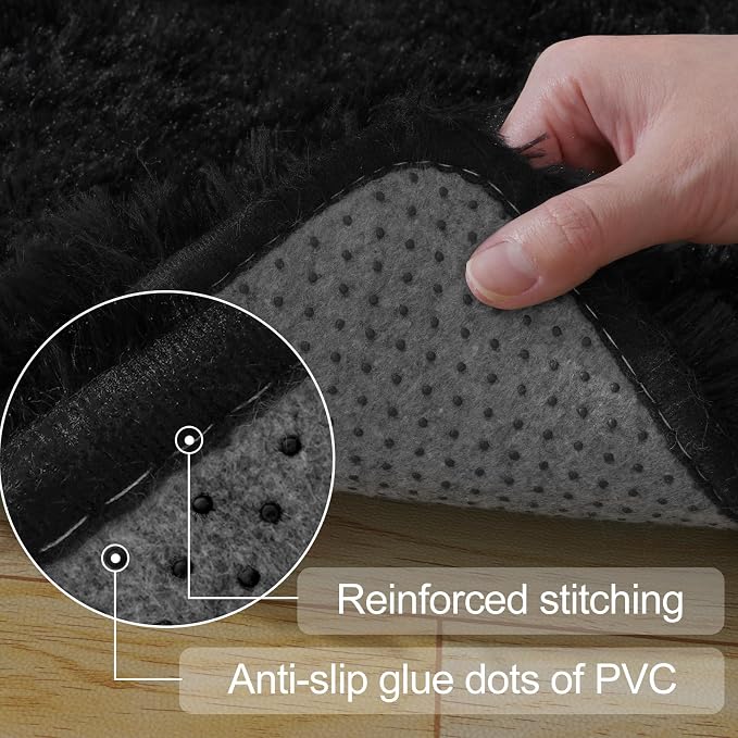 qulint Black Rug for Living Room, 10x14 Area Rug for Bedroom Soft Fluffy Large - Image 4