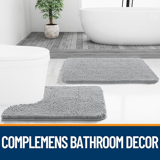 OLANLY Small Bathroom Rugs 24x16, Extra Soft Absorbent Chenille Bath Rugs - Image 7