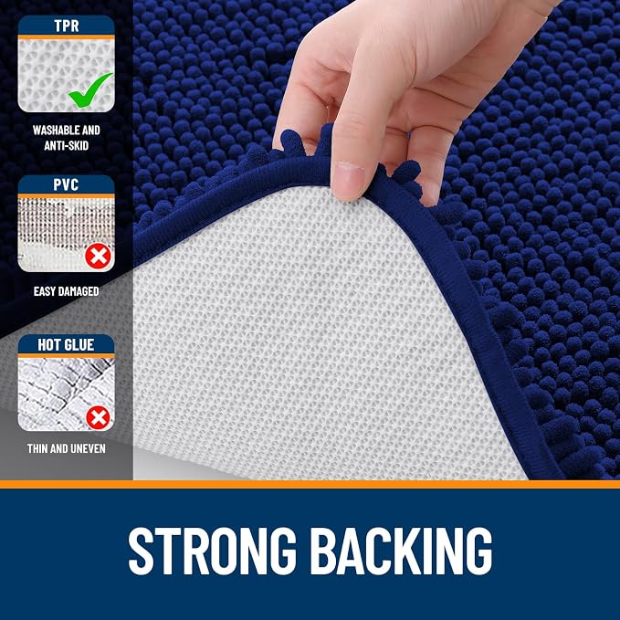 OLANLY Bathroom Rugs 35x24, Extra Soft Absorbent Chenille Bath Rugs, Rubber - Image 6