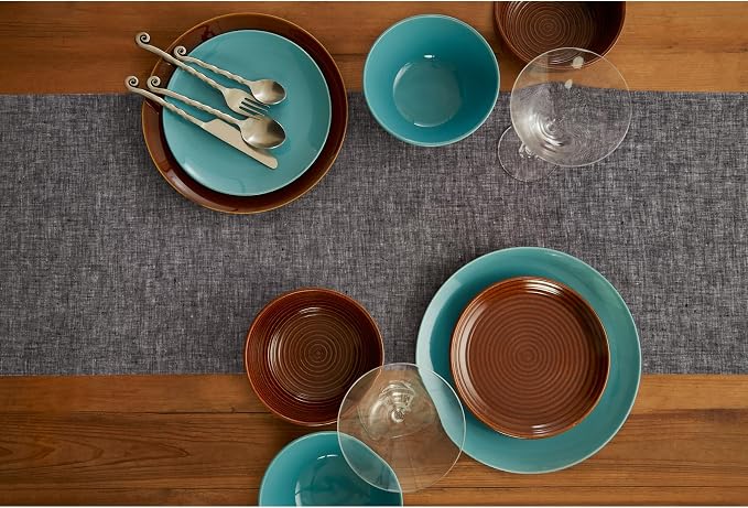 Solino Home 100% Pure Linen Table Runner Black Woven, Athena 14 x 36 in | Table - Image 4