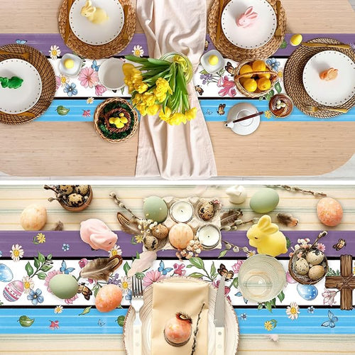 3 Pcs Easter Table Runners Seasonal Farmhouse Table Decor 13x72 Inch St - Image 2