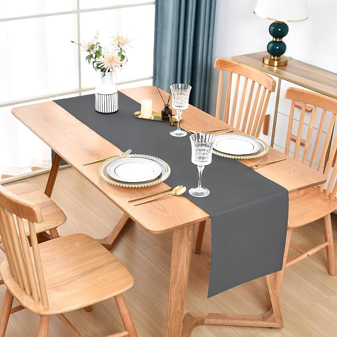 Wolkemer Farmhouse Grey Table Runner Dining Table Runners 60 Inches Long | - Image 2