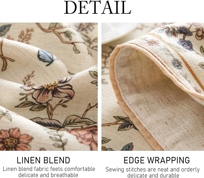 Designer French Linen Table Runner, Floral Bird Pattern, Dining Table, - Image 6