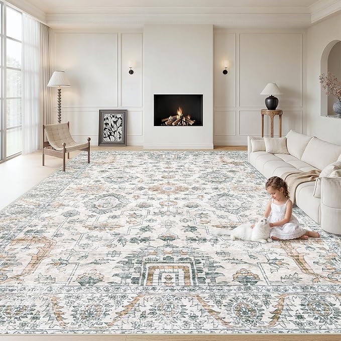 XLUEZ Area Rug 8x10 Living Room Rug, Machine Washable Vintage Distressed Boho by XLUEZ