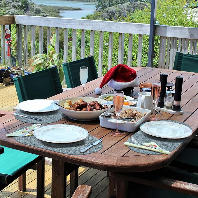 Placemats for Dining Table Set of 4 Non-Slip, Heat Resistant Oval Leather - Image 7
