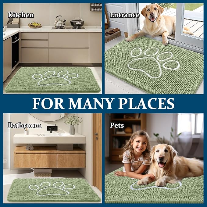 OLANLY Dog Door Mat for Muddy Paws 45x27, Paw Print Design, Absorbs Moisture - Image 8