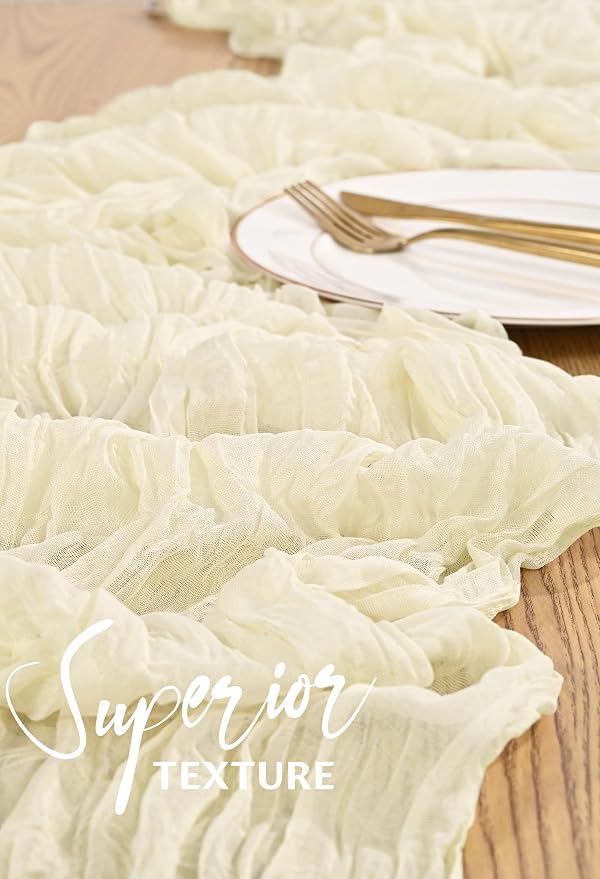 4 Pack Cheesecloth Table Runner 10FT Beige Table Runner Boho Gauze Cheese Cloth - Image 4