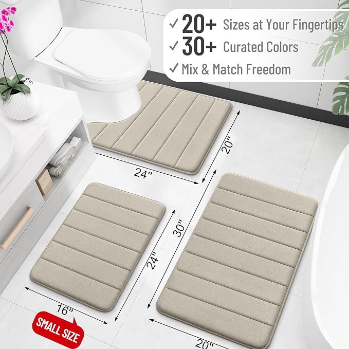 OLANLY Memory Foam Bath Mat 40x24, Super Soft Absorbent Bathroom Rugs, Quick Dry - Image 2