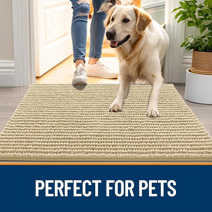 OLANLY Dog Door Mat for Muddy Paws 40x32, Ultra Absorbent Chenille Mud Doormat - Image 6