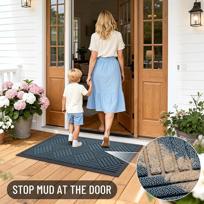 OLANLY Front Door Mat Outside Entrance 47x23, Heavy Duty Sturdy Natural Rubber - Image 6