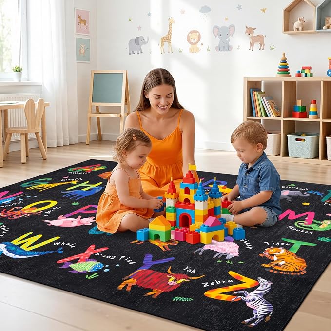 5x7 ABC Classroom Rug for Kids Playroom, Alphabet Rug - Image 7