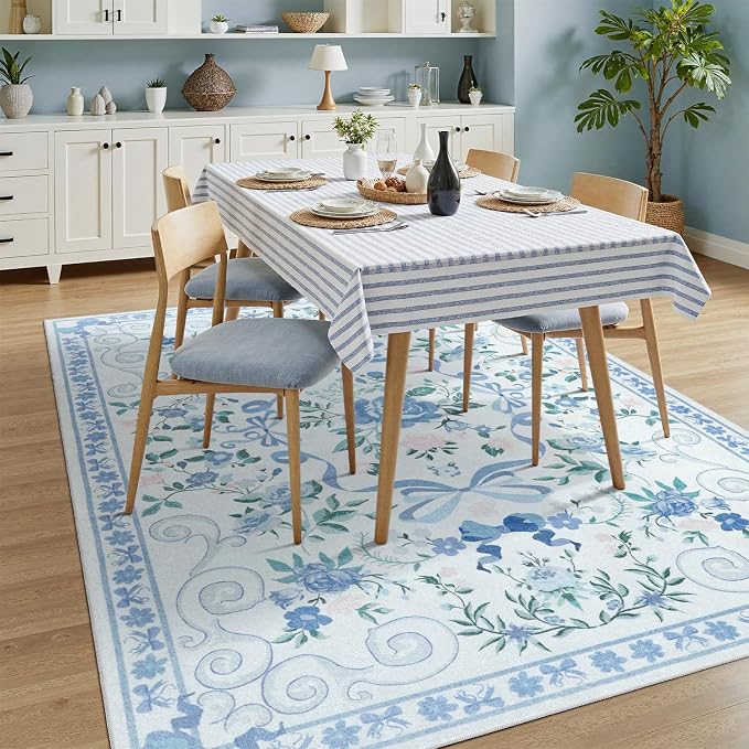 DCX Washable 9x12 Bow Rug, Cute Soft Low Pile Indoor Décor Carpet, Kid & Pet - Image 4