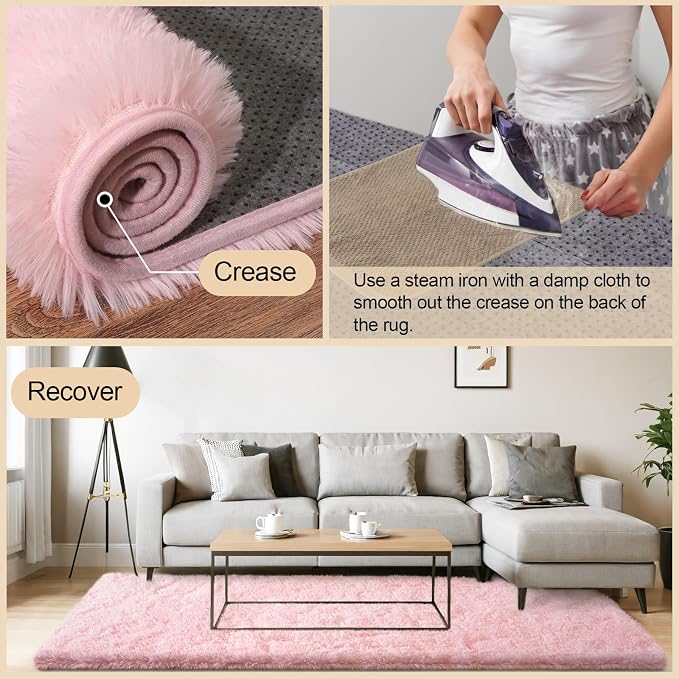 Mugorn Pink Fluffy Soft Rugs for Girls Bedroom, 4x6 Ft Shaggy Area Rugs for - Image 5