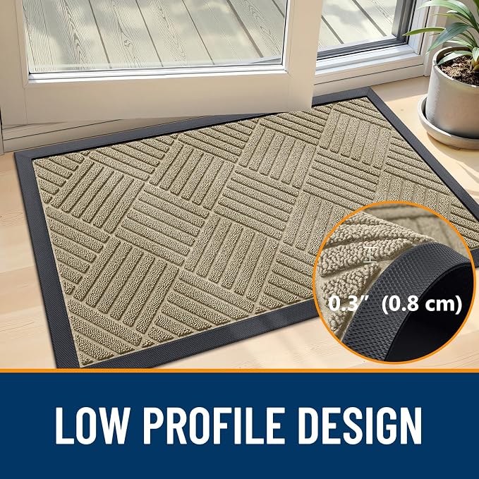OLANLY Front Door Mat Outside Entrance 47x23, Heavy Duty Sturdy Natural Rubber - Image 4