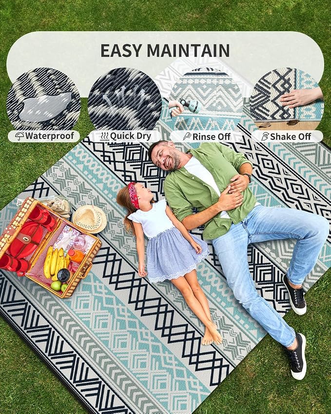 MontVoo Outdoor Rug Carpet Waterproof-Patio Rug Mat 9x12 Reversible RV Outdoor - Image 9