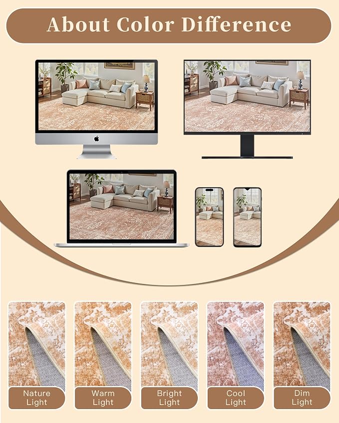 Madane Living Room 10x14 Area Rugs, Washable Low Pile Non-Slip Stain Resistant - Image 8