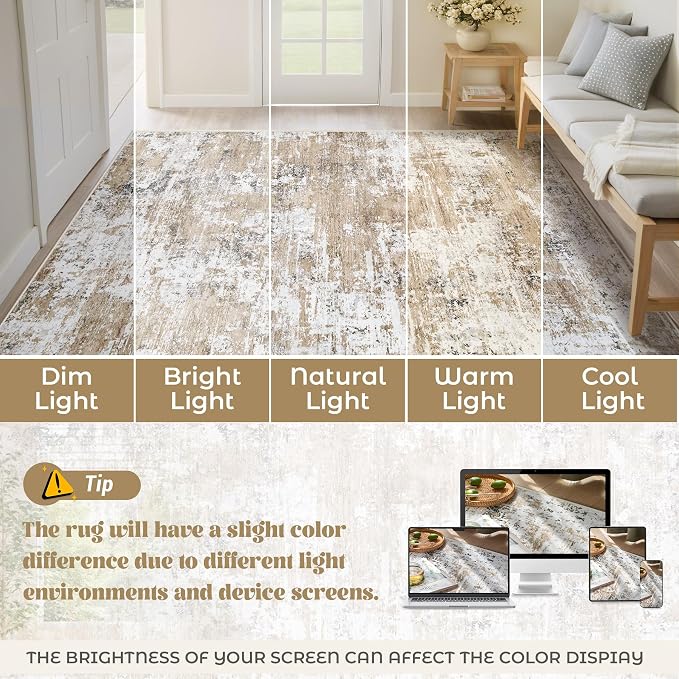 XLUEZ 2x7 Runner Rug for Hallway, Washable Modern Abstract Runner Rugs Neutral - Image 8