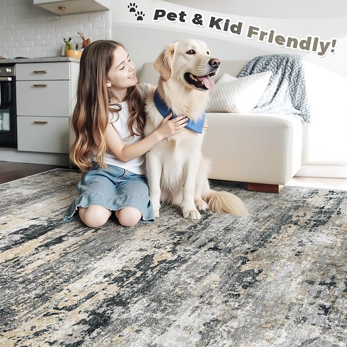 pmtsns Area Rugs 8x10 for Living Room: Washable Rug Modern Abstract Neutral - Image 5