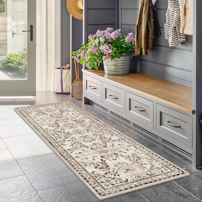 Yamaziot Washable Runner Rug 2x10 – Floral Non Slip Boho Hallway Runner Rug - Image 5