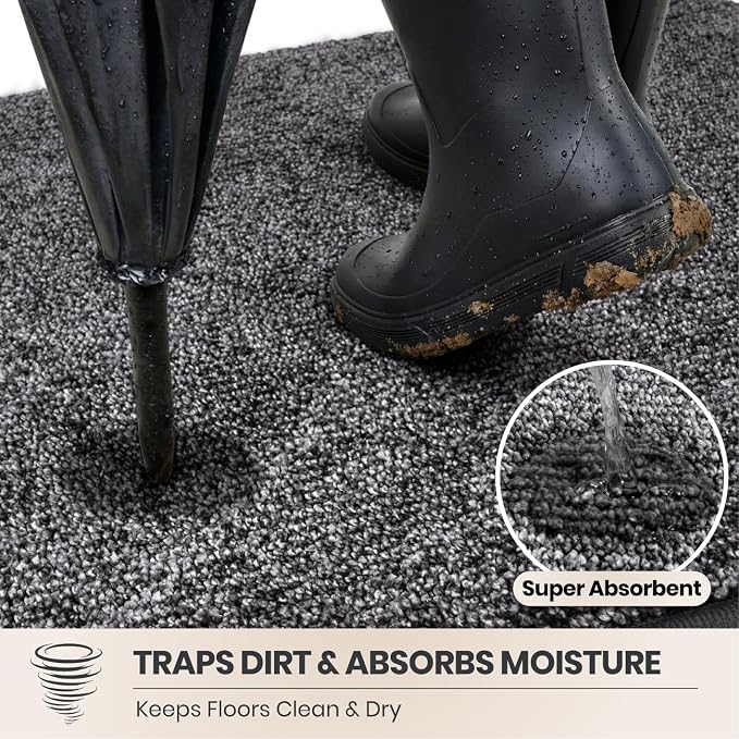 PURRUGS Dirt Trapping Door Mat 20" x 31.5", Non-Slip Machine Washable Entry Rug - Image 2