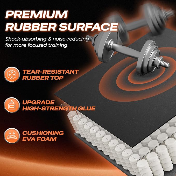 SUPERJARE 0.56'' Thick 12 Pcs 48 Sq Ft Rubber Top Exercise Equipment Mats - Image 5