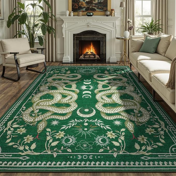 DCX Washable 5x7 Snake Rug, Soft Low Pile Carpet, Kid & Pet Friendly by DCXWashableRug
