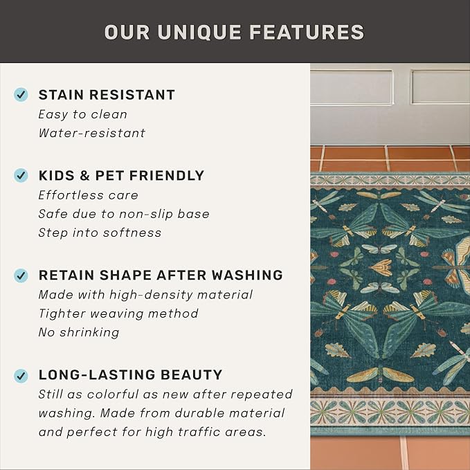 Hazo Haus Brown and Green Kitchen Sink Runner Rug 2x6 - Image 7