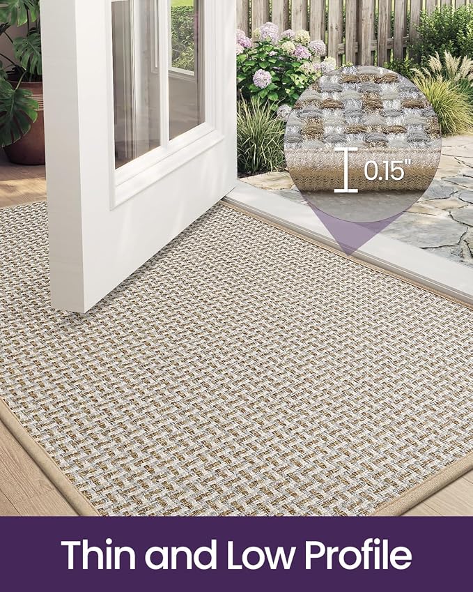DEXI Ultra Thin Door Mat Indoor Entrance 17x30, Non Slip Rubber Backed Entryway - Image 4