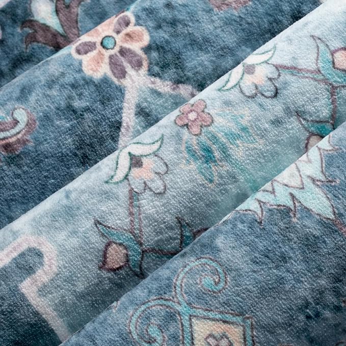 SERISSA Boho Rugs for Entryway, 2x3 Blue Entryway Rug Non-Slip Washable Small - Image 4