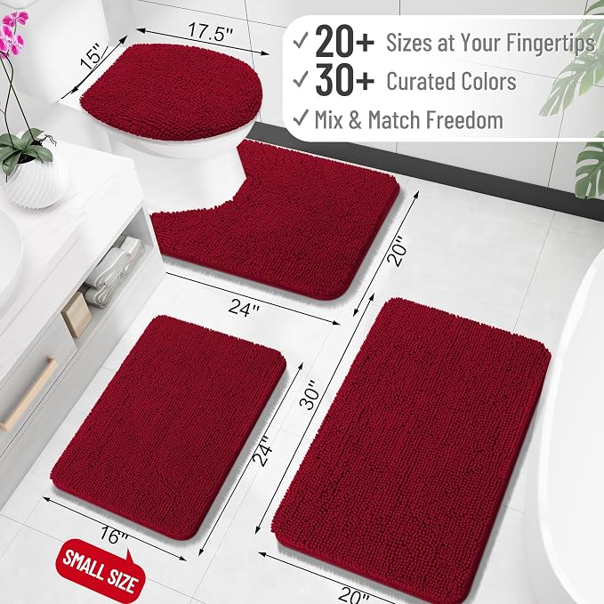 OLANLY Bathroom Rugs 34x21, Extra Soft Absorbent Chenille Bath Rugs, Rubber - Image 2