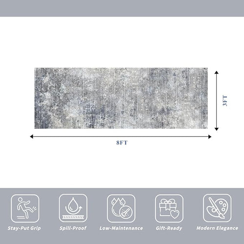 3x8 Washable Hallway Runner – Non-Slip Abstract Modern Neutral Wide Carpet - Image 2