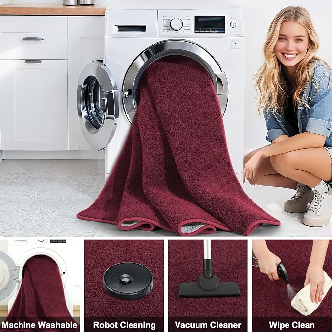 4x6 Red Area Rugs for Bedroom, Indoor Washable Memory Foam Burgundy Rug for - Image 5