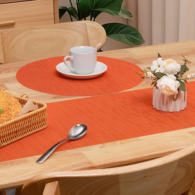 Table Runner 55 Inches Long, Vinyl Woven Heatproof Table Runners | Washable - Image 4