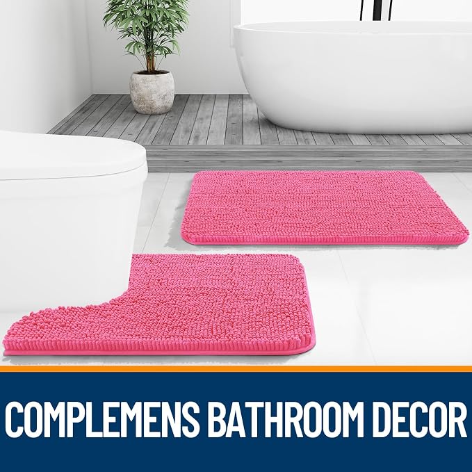 OLANLY Toilet Rugs U-Shaped 24x20, Extra Soft Absorbent Chenille Contour - Image 7