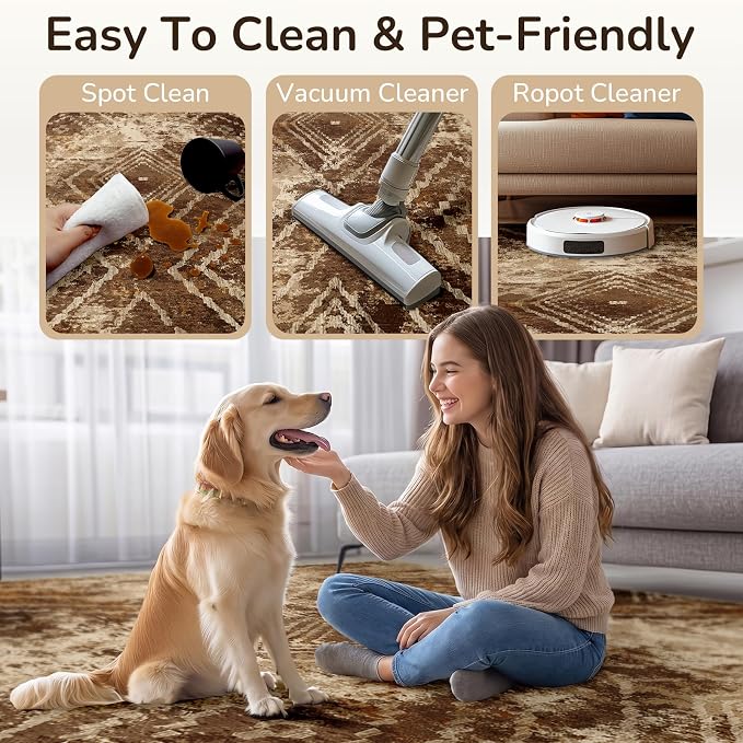 BESTSWEETIE Area Rug 9x12 Rug Machine Washable Non-Slip Low Pile Print Pattern - Image 4